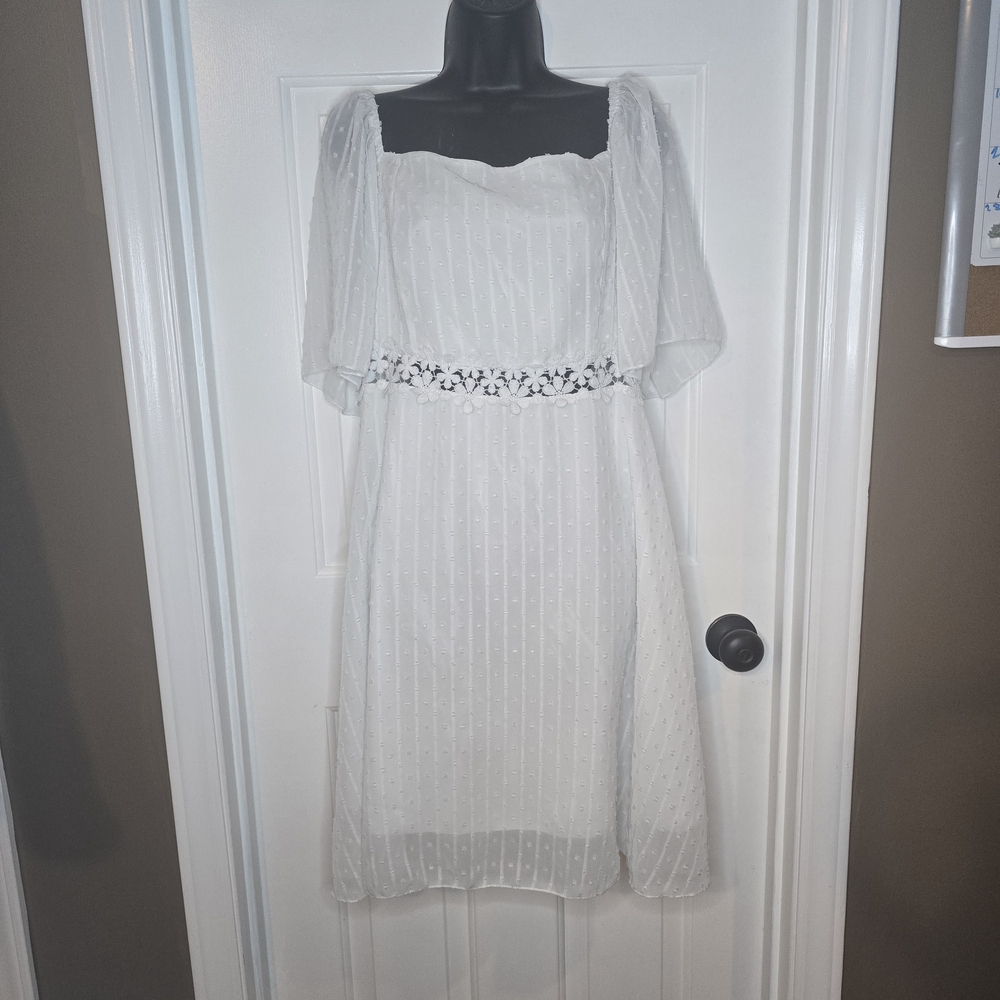 Chic White Wedding Dress with Floral Belt